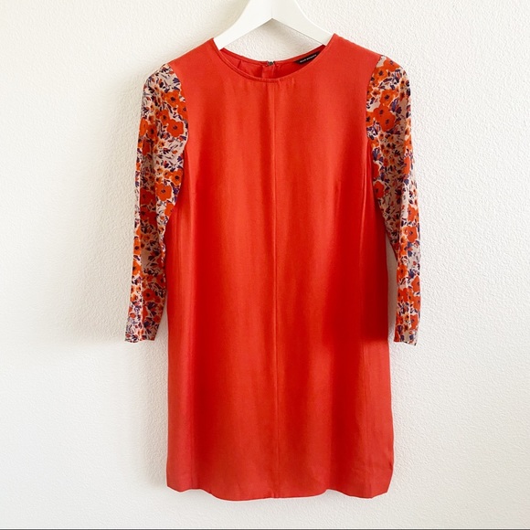 Club Monaco Jay Orange Floral Shift Dress - Picture 2 of 8